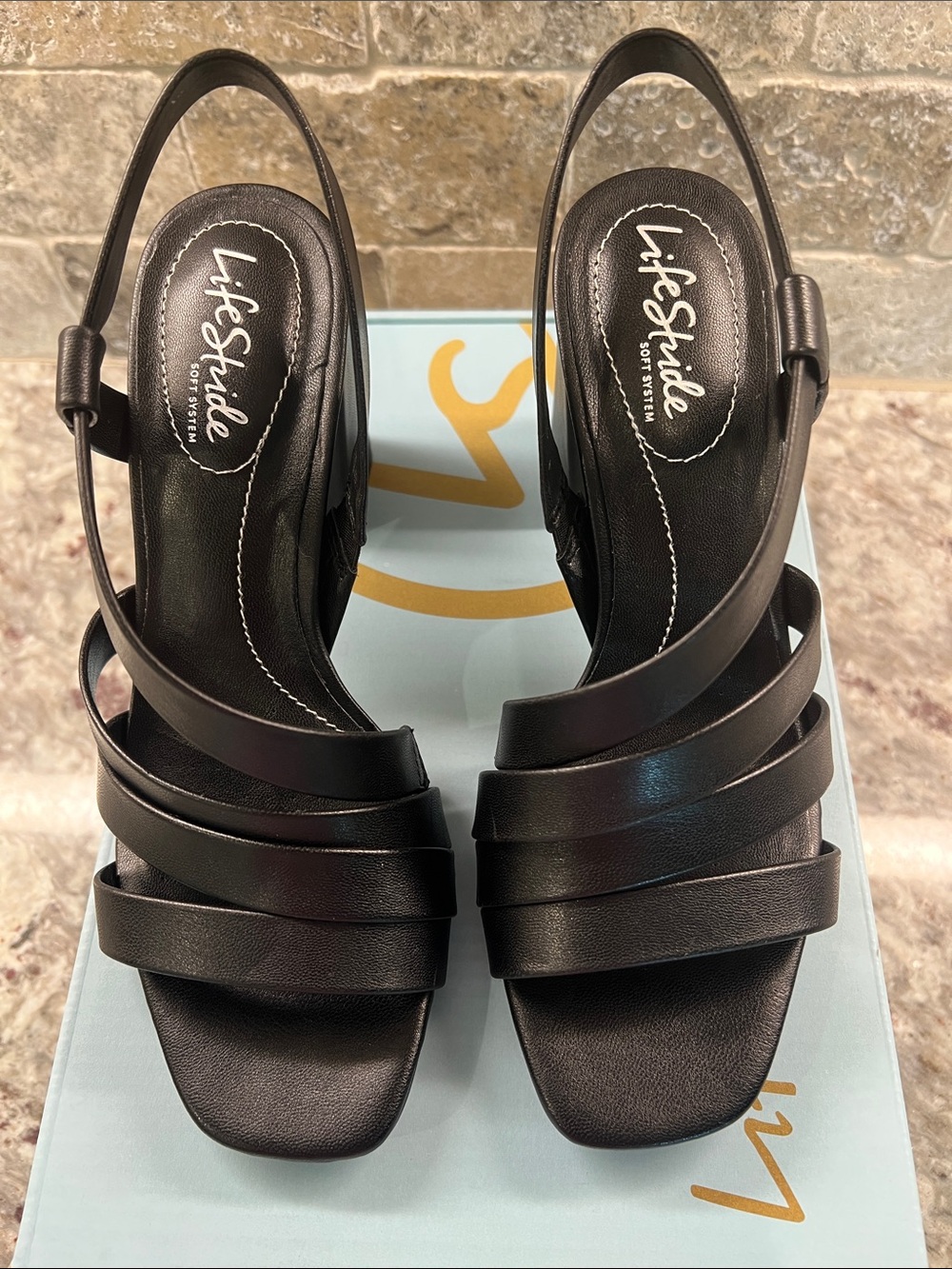 Life Stride Black Strappy Block Heel Sandals - Picture 5 of 8